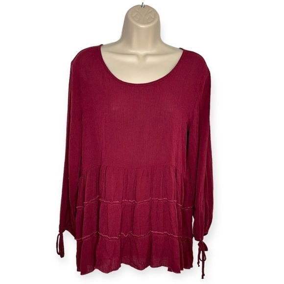 American Eagle Boho Long Sleeve Burgundy Women’s Top Size Small - Picture 1 of 4